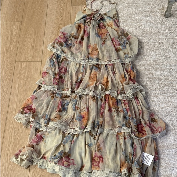 ASOS Floral Maxi Dress with Lace Trim - Picture 2 of 3